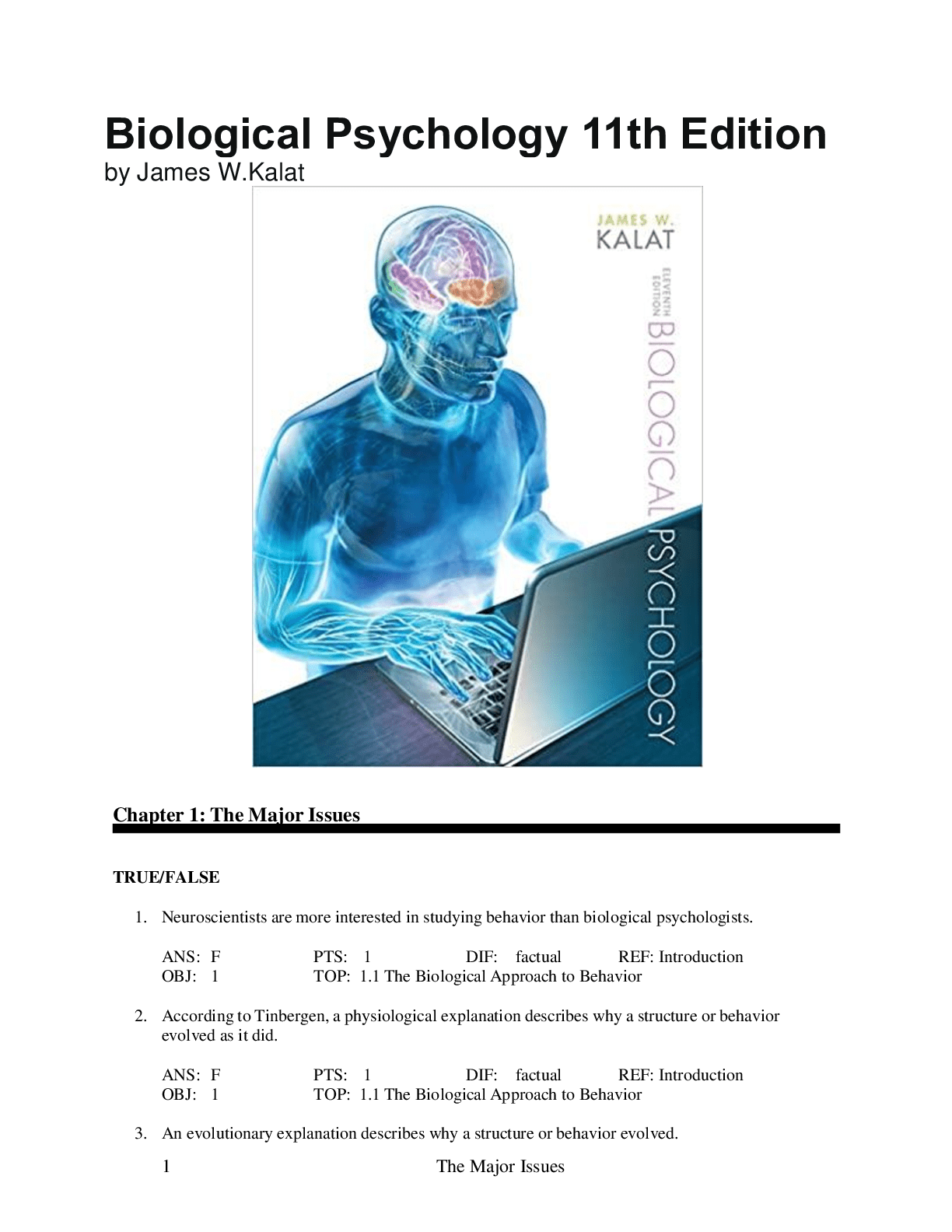 Biological Psychology 11th Edition by James W.Kalat